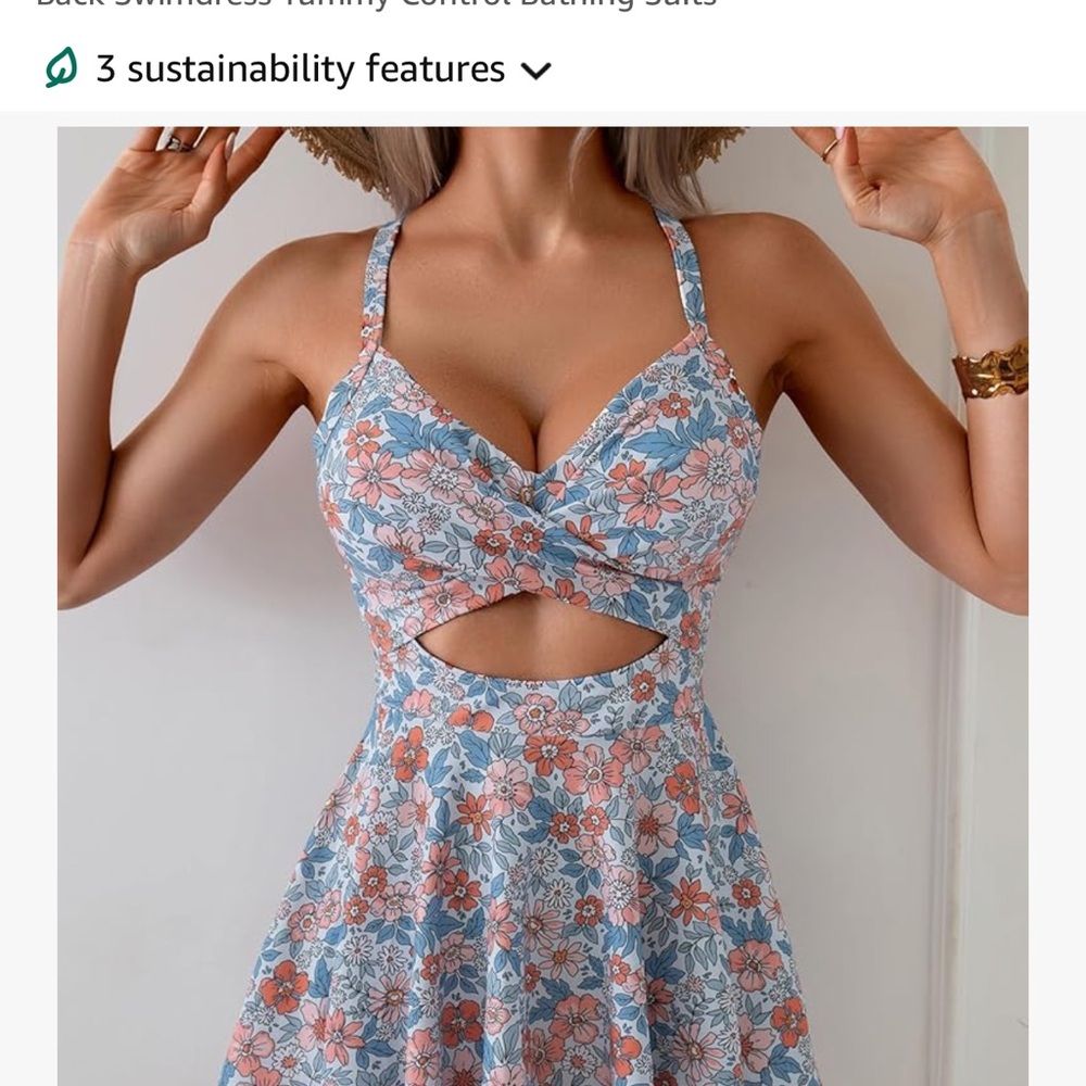 Floral Cutout Swimsuit Dress